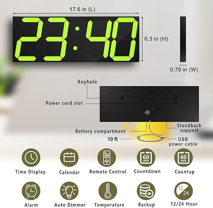 LED Large Digital Wall Clock, Oversize Digital Clock - Image 2
