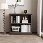 blini 2-Shelf Bookcase Wooden Bookshelves 33in Wide Floor Standing Display - Image 2