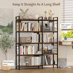 5 Tier Corner Bookshelf, Reversible Corner Shelf, Industrial Wooden Display - Image 3