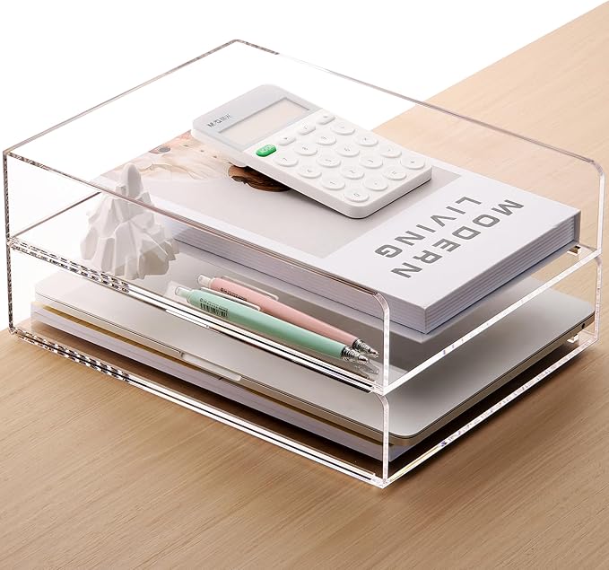 SANRUI Paper Organizer for Desk, Acrylic Stackable Letter Tray, Paper Sorter - Image 9