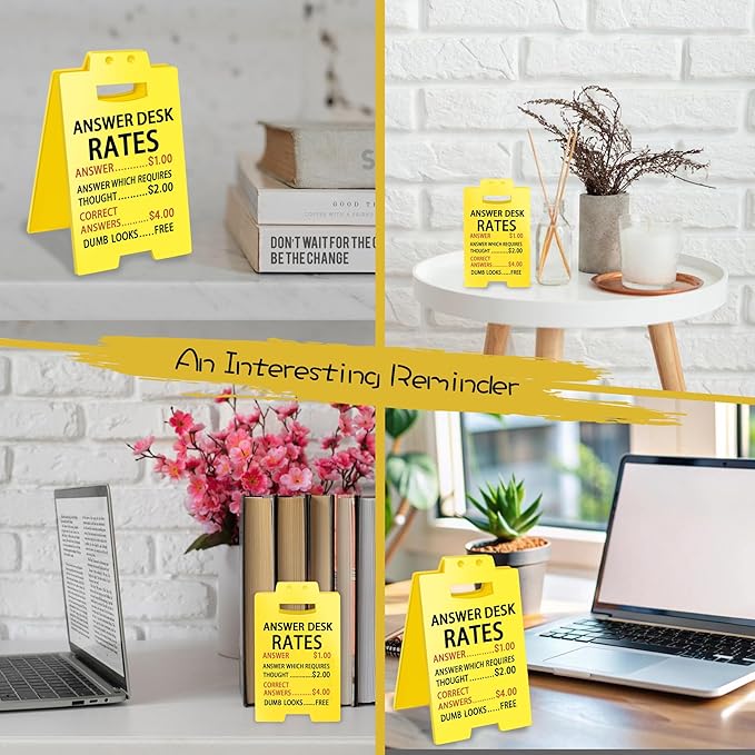 Smilelife Funny Office Cubicle Decor Answer Desk Rates Desk Sign Team Office - Image 4