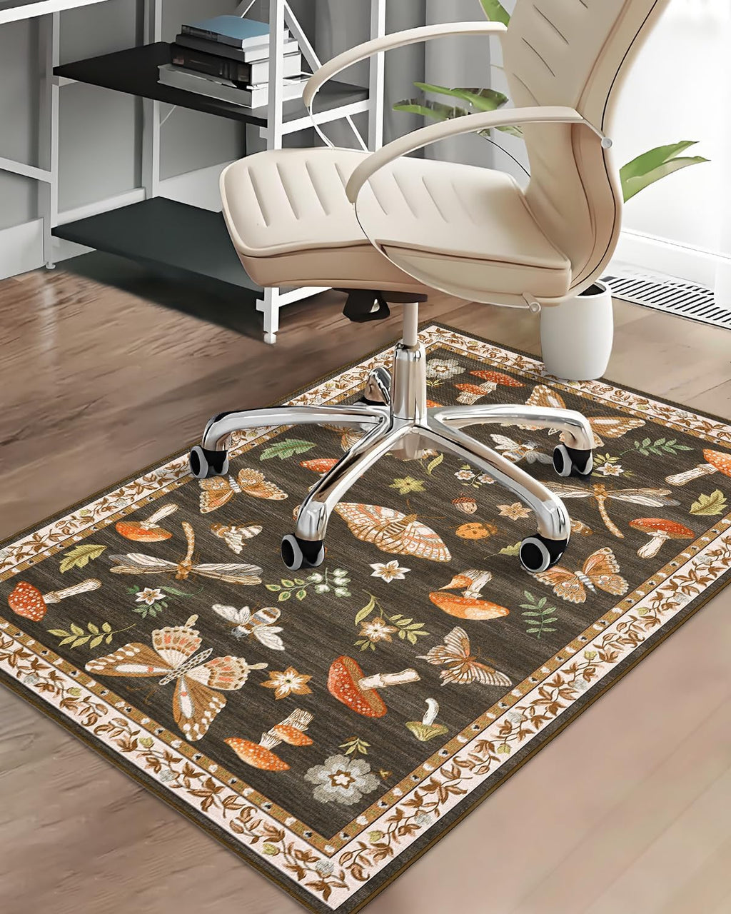 Office Chair Mat for Hardwood Floor,Mushroom 48"x60" Computer Chair Mat for Rolling Chairs Carpet,Under Desk Non Slip Gaming Rug,Low-Pile Rubber Backing Large Protector Mat (Brown)
