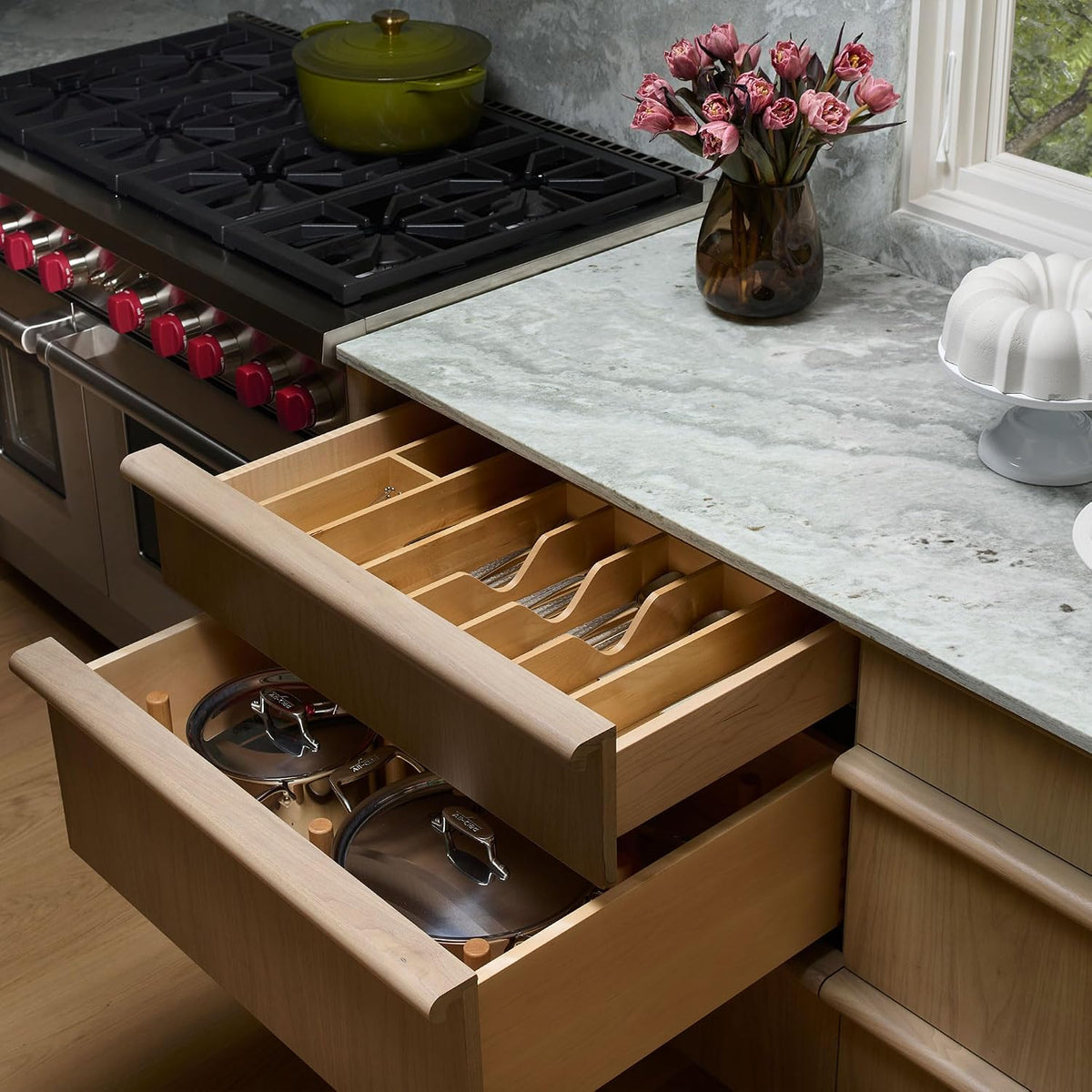 Rev-A-Shelf Trimmable Wooden Silverware Drawer Divider and Organizer