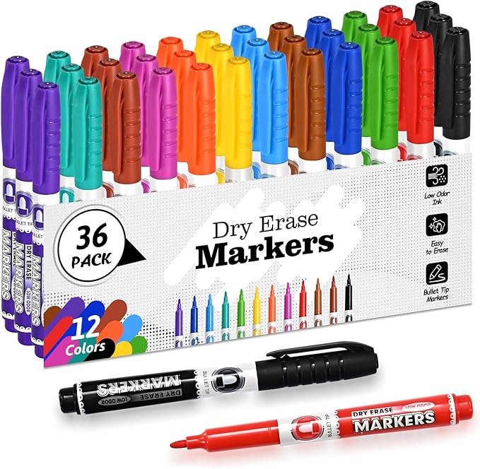 SUQJOY Dry Erase Markers, Fine Tip Whiteboard Marker, Low Odor Dry Markers by SUQJOYOFFICE