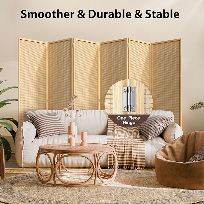 JOSTYLE Room Divider Folding Privacy Screen, 6 Panel Room Divider Screen - 6 - Image 6