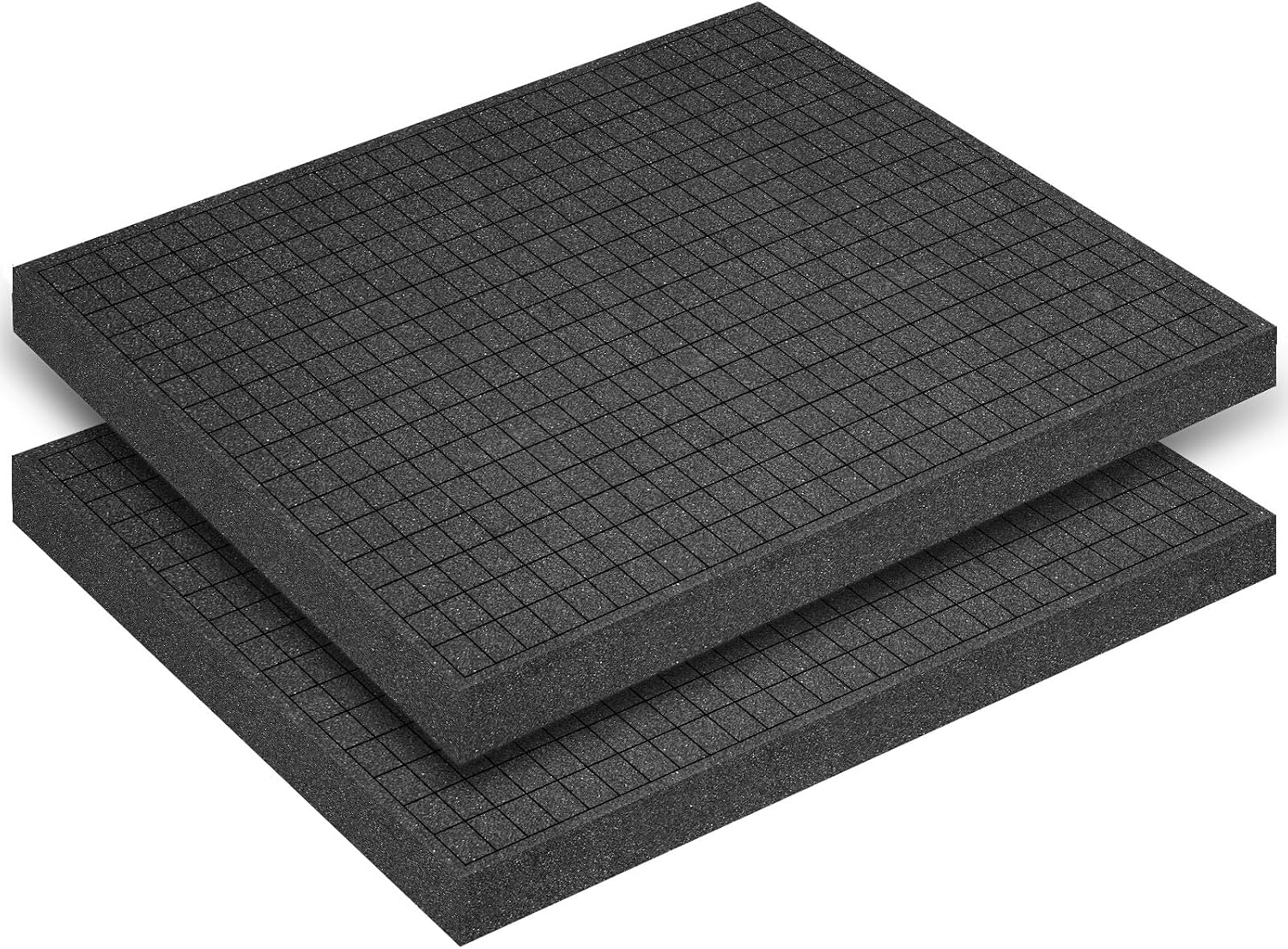 Polyurethane Foam Padding, 2 PCS 16 x 12 x 1 Inch Black Perforated Pick and Pluck Foam Sheets for Tool Box, Camera, Crafts and Storage