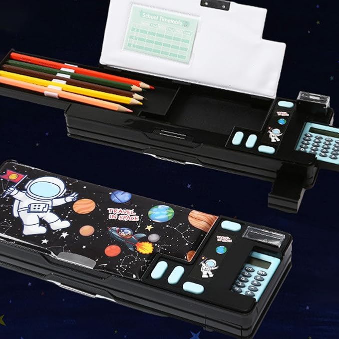 Pop Up Multifunction Pencil Case, Cute Cartoon Pen Box Organizer Stationery - Image 3