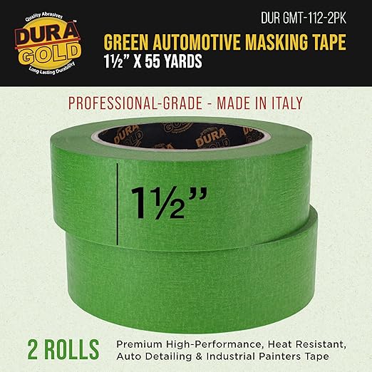 Dura-Gold Green Automotive Masking Tape 1-1/2 Inch, 2 Rolls - Image 2