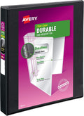 Avery® Durable View 3 Ring Binder, 1" EZD® Rings, 1 Black Binder | For Daily School, Home and Office Use, DuraHinge Tear-Resistant Spine, DuraEdge Split-Resistant Sides, Clear Overlays
