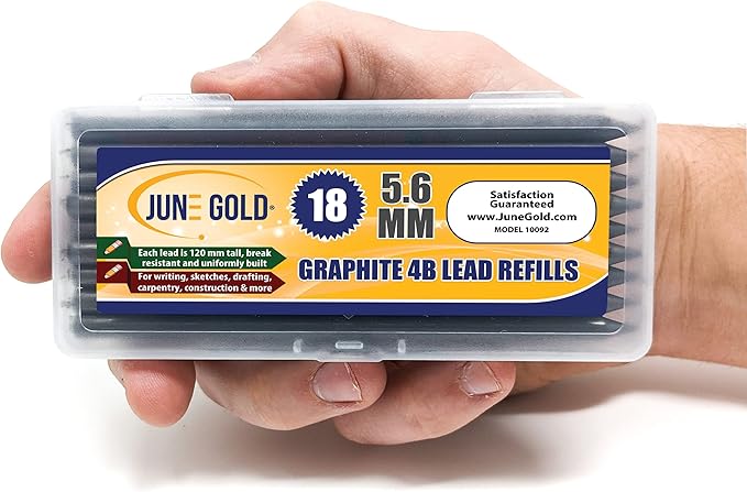 June Gold 18 Pieces, 5.6 mm 4B Lead Refills, 120 mm Length, Extreme Bold - Image 2
