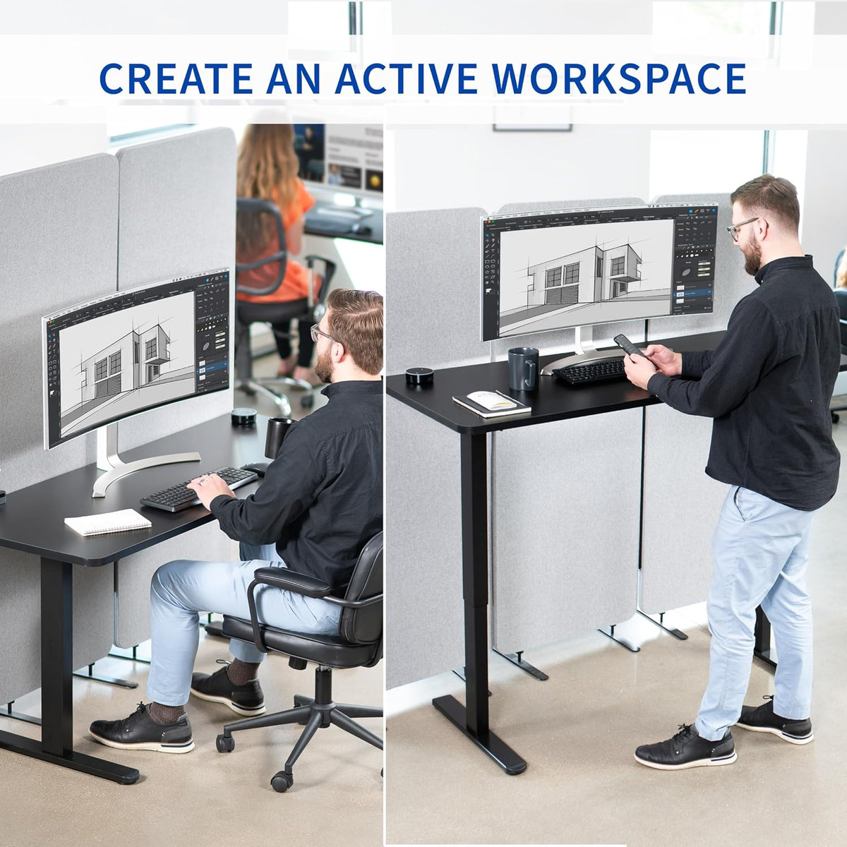 VIVO White Dry Erase 60 x 24 in Standing Desk, DESK-KIT-W06WE