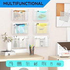 GDINDINFAN 6 Single Pocket Wall File Holder, Mesh Hanging File Folder Paper - Image 6