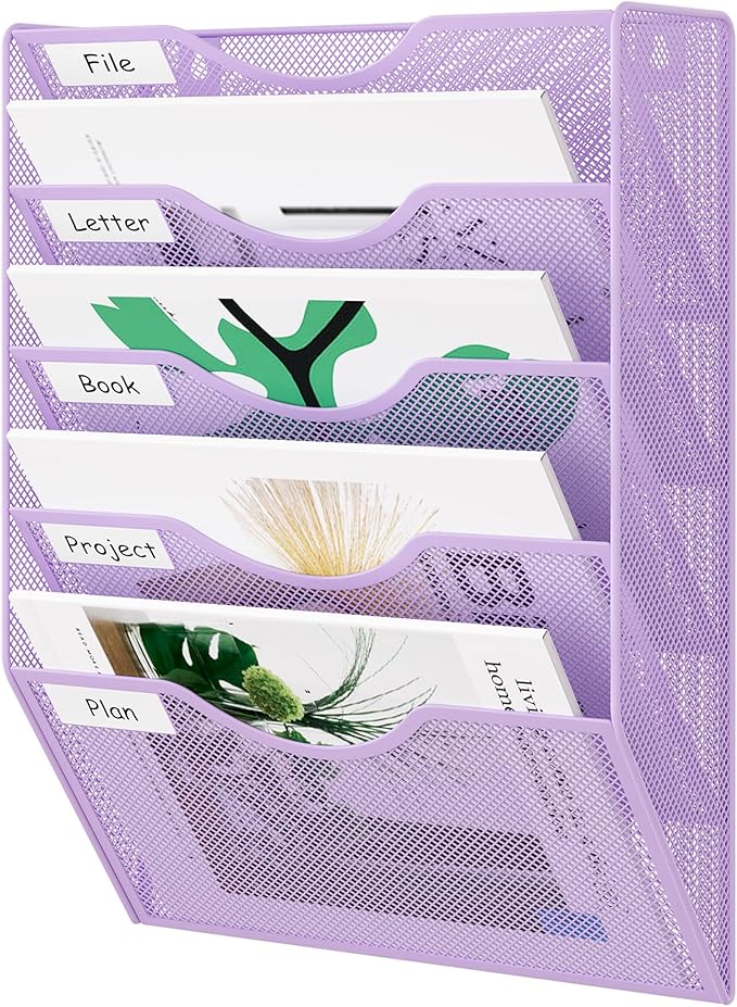 EasyPAG 5 Pocket Mesh Wall File Organizer, Hanging Paper Folder Holder by EasyPAG