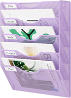 EasyPAG 5 Pocket Mesh Wall File Organizer, Hanging Paper Folder Holder by EasyPAG