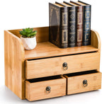 nicunom bamboo desk organizer, 3-tier bamboo tabletop storage, main product view