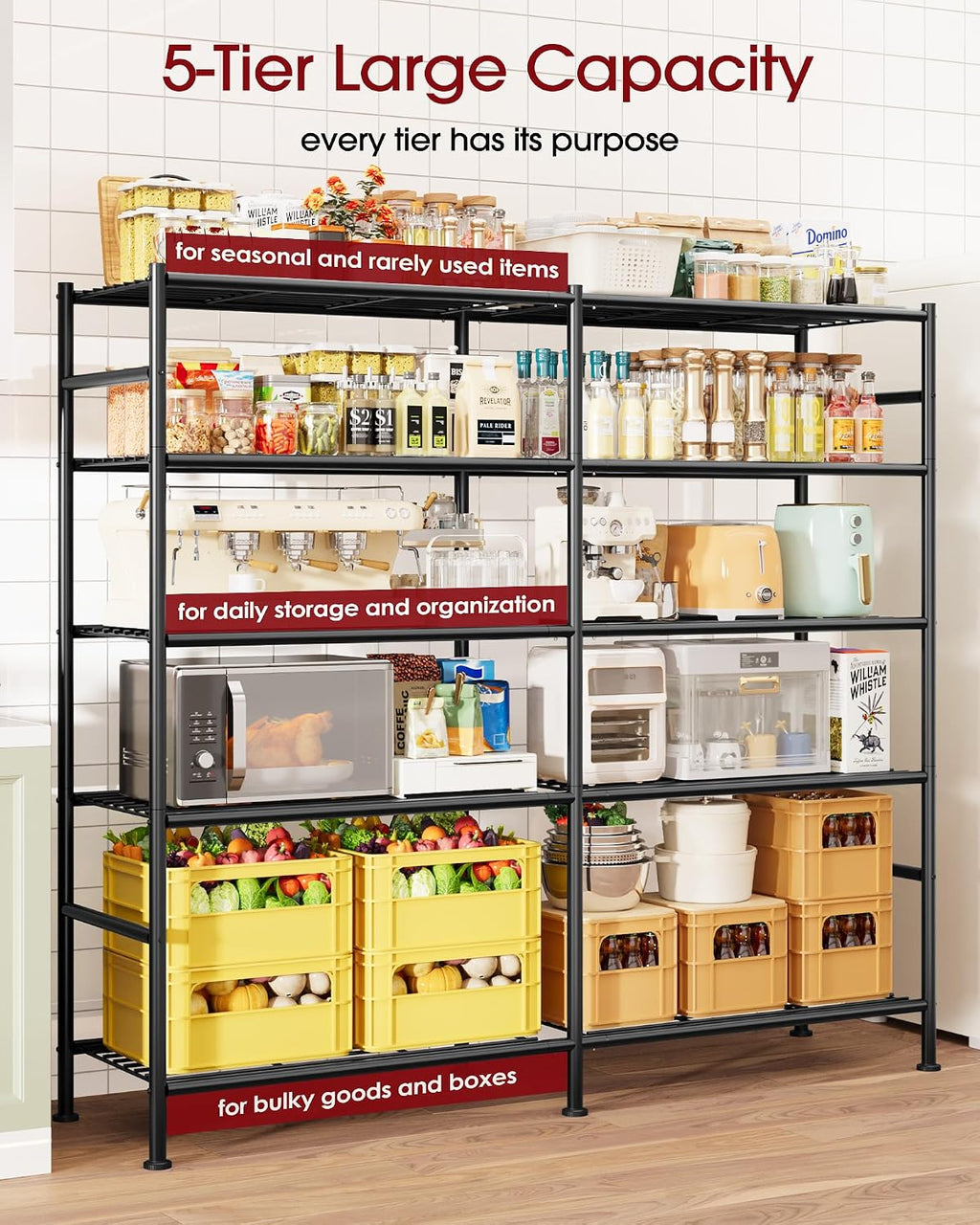 sakugi 5-tier heavy-duty garage storage shelves, 59.1"x15.7"x69.2", black, side view