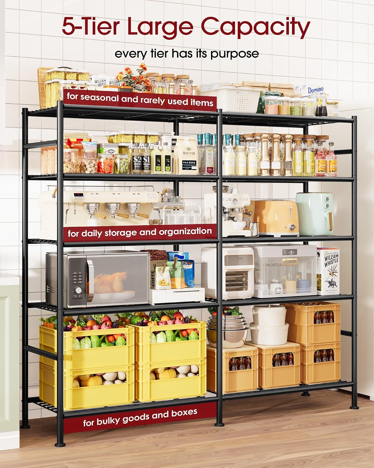 sakugi 5-tier heavy-duty garage storage shelves, 59.1"x15.7"x69.2", black, side view