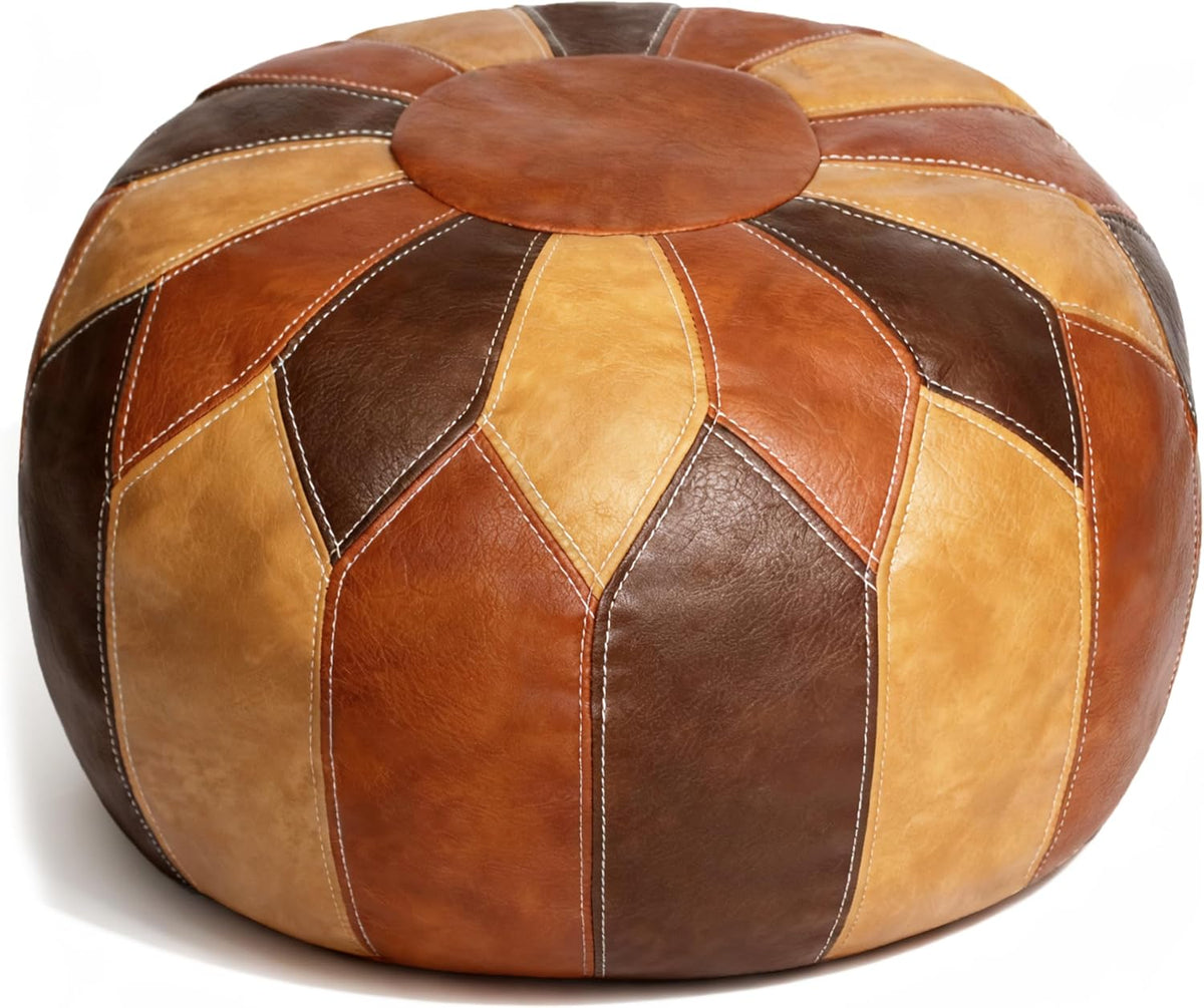 thgonwid unstuffed moroccan faux leather pouf ottoman cover, main product view