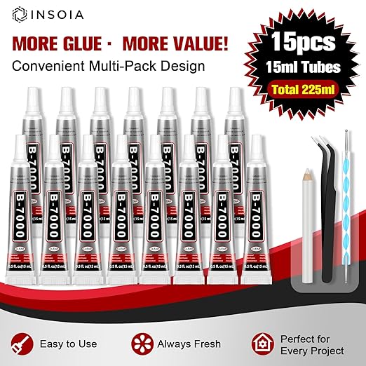 B7000 Rhinestone Glue Clear 15 PCS 15ml – Strong Transparent No Trace Jewelry - Image 2