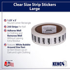 Clothing Size Strip Labels - 1.25" X 5" - 250 Strips Per Roll - Clear with Black and White Ink by Kenco (Large)