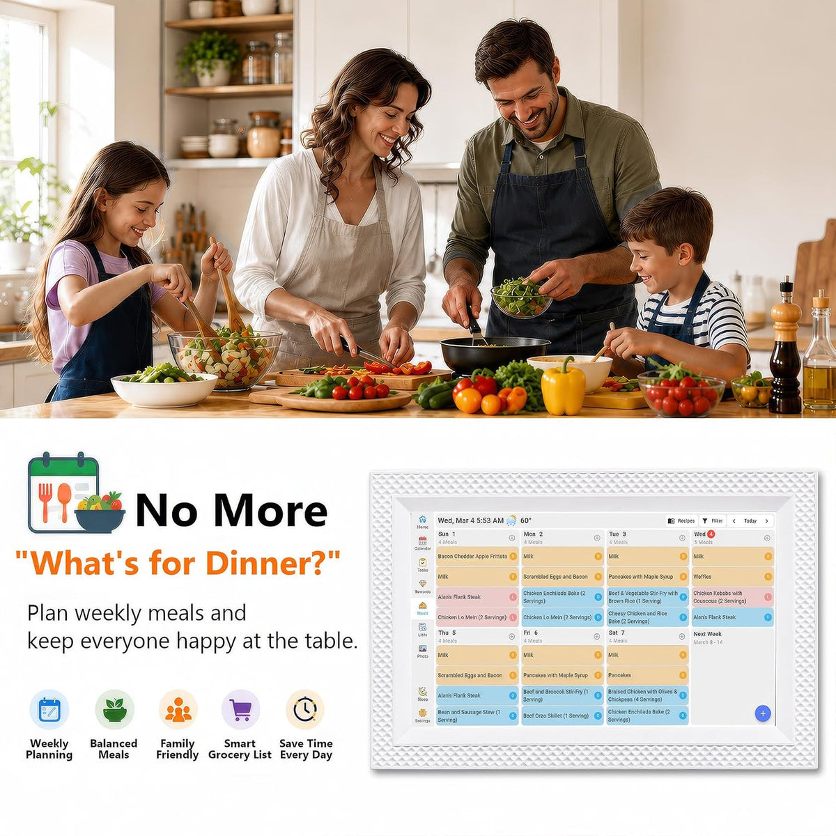 10.1" Digital Calendar Touchscreen, Family Wall Planner & Picture Frame