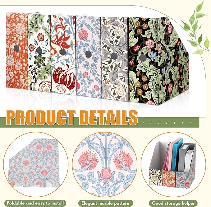 PerKoop 6 Pcs Magazine File Holder Foldable Decorative Cardboard File Folders 6 - Image 5