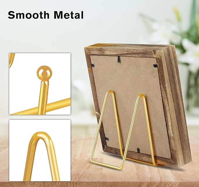 Decolore 4 Pack 4 Inch Display Stands Gold Plate Stands Metal Frame Holder Stand - Image 2