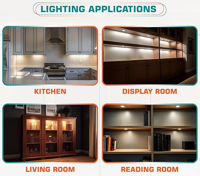 Lvyinyin Single Under Cabinet Puck Light, Collection Display Cases Bookshelf - Image 7