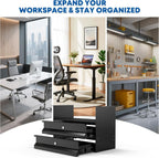 POCHAR Under Desk 2-Tier Drawer with Lock, Steel Slide Out Storage Drawer | Under Table Dual Tier Secure Drawer with Cable Management, Undermount Drawer Storage Organizer for Standing Desk, Workstation