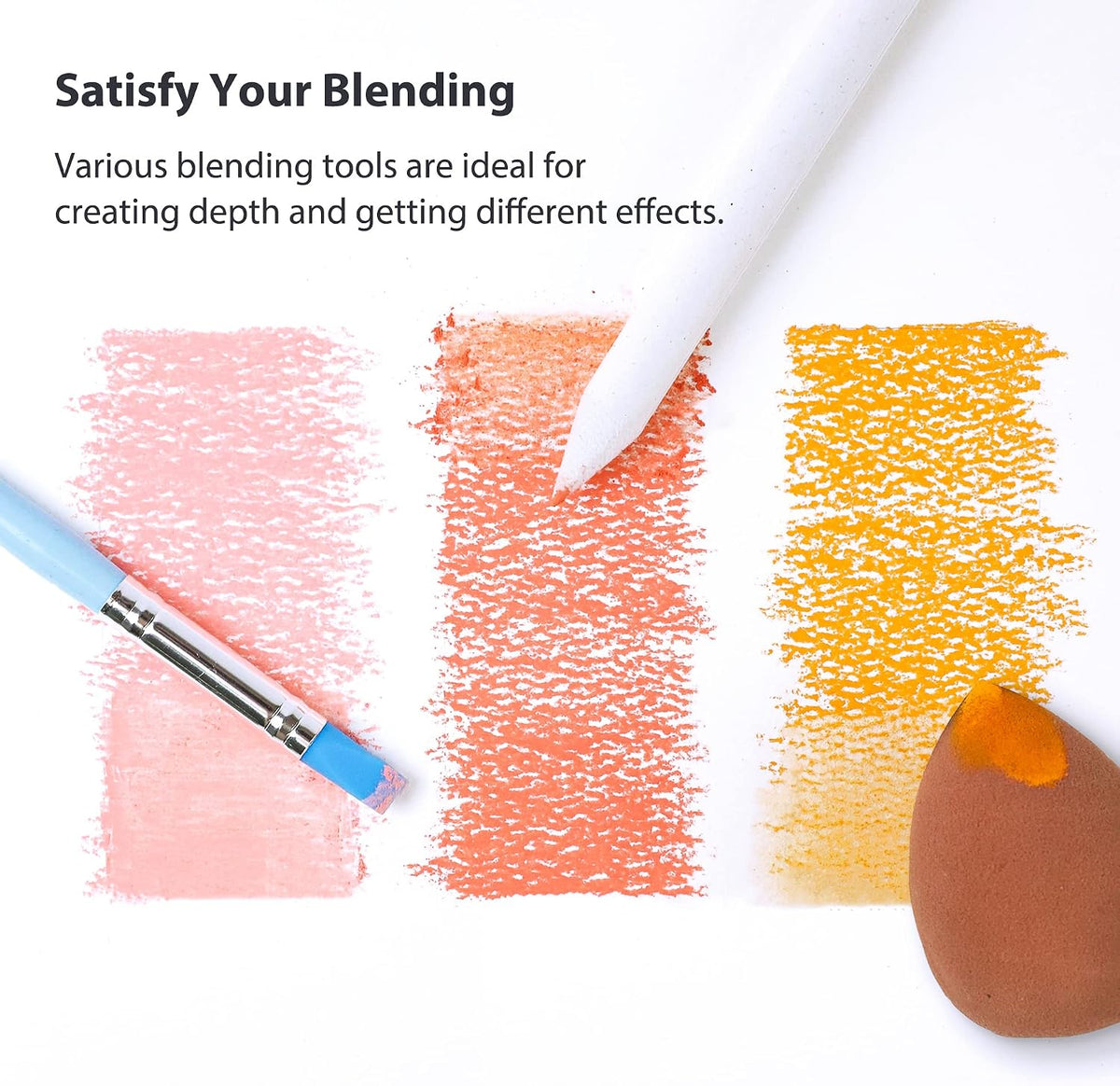 colour block 130pc soft pastel set & blending showing dimensions