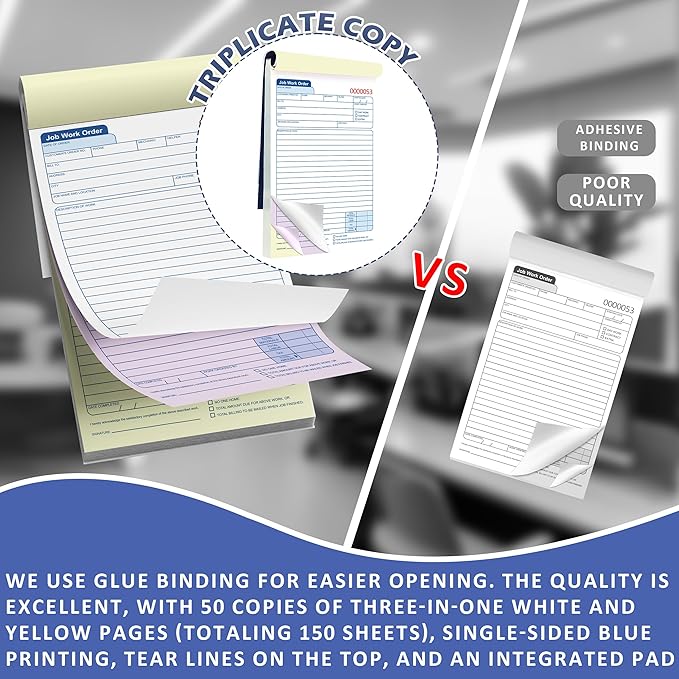 50 Sets Job Work Order Form Book 3 Part Carbonless Work Order Invoice Book 5.5 - Image 4