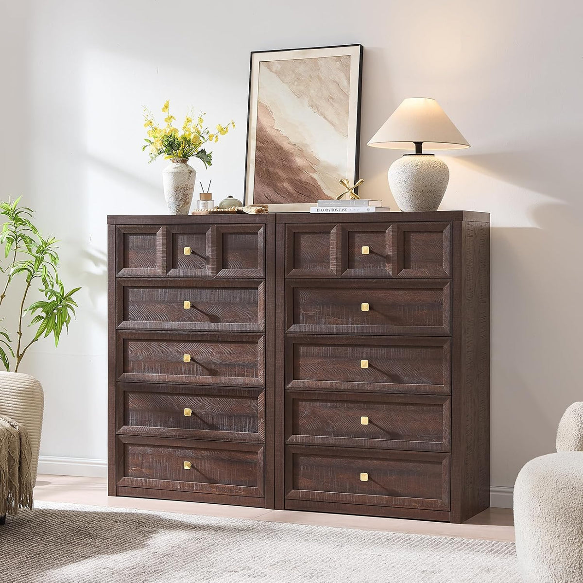 5 Drawers Dresser for Bedroom, 45.7" Tall Large Dresser & Chests of ...