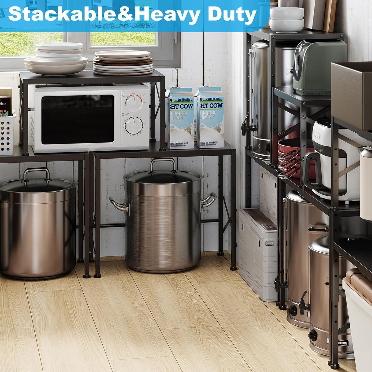 Expandable Pantry Shelves, 17-28 Inch Adjustable Kitchen Storage Shelf Organi...