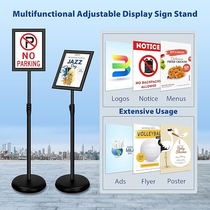 VAIIGO 6Packs 8.5x11 Inch Adjustable Pedestal Poster Sign Stand, Heavy Duty - Image 2