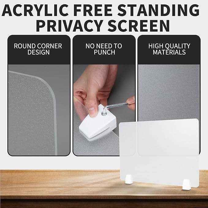 GOOFCXO 4 Pcs Desk Divider Privacy Panel 23.6 x 15.8 Inch Counter Desk Acrylic - Image 4