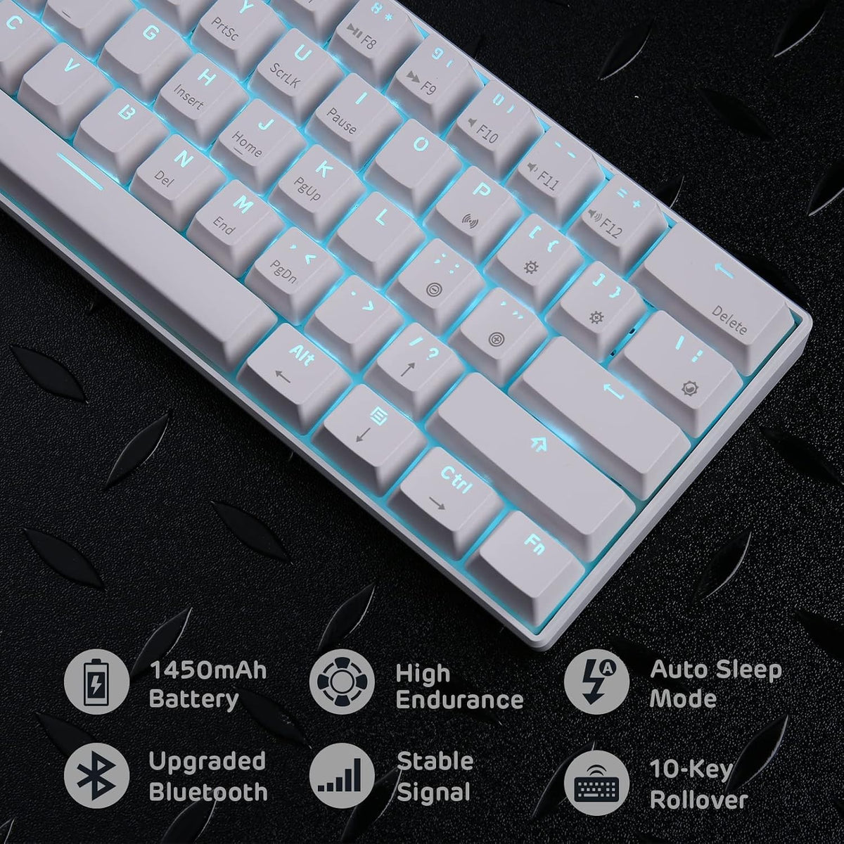 RK ROYAL KLUDGE RK61 Wireless 60% Triple Mode BT5.0/2.4G/USB-C Mechanical Key...