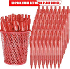 deegtran Pens Bulk, 50 Pack No Bleed Red Ink Click Pens - Image 2