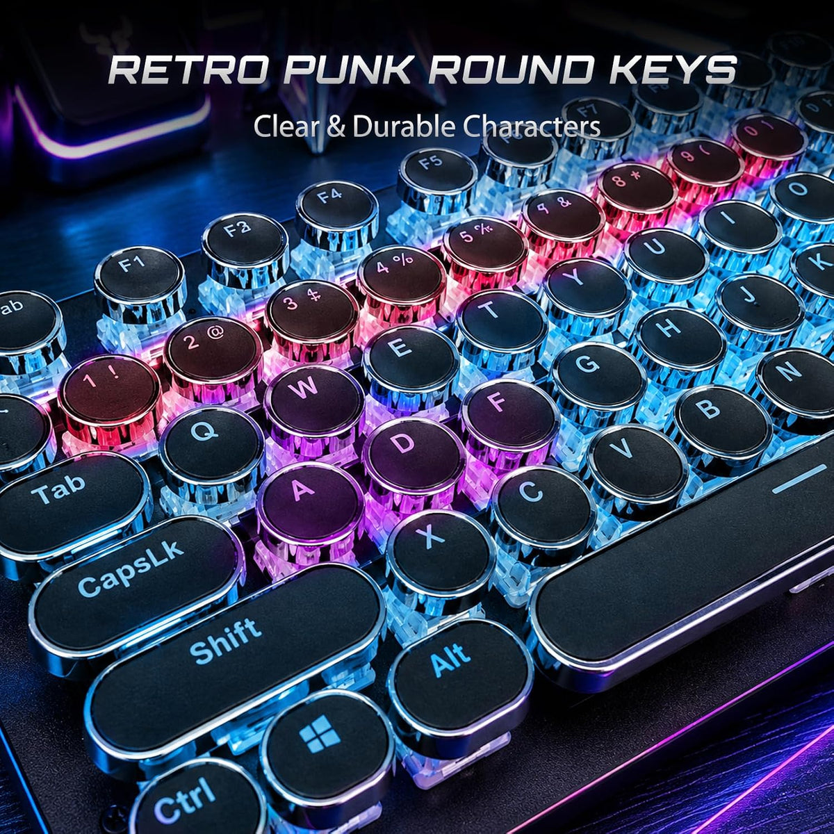 RK ROYAL KLUDGE S108 Typewriter Mechanical Keyboard, Wired Gaming Keyboard wi...