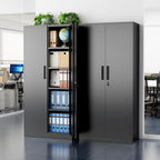 greenvelly metal cabinet, 72" black locking metal storage shown in use