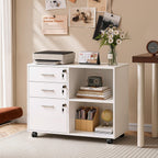 devaise 3-drawer file cabinet with lock, mobile wood shown in use