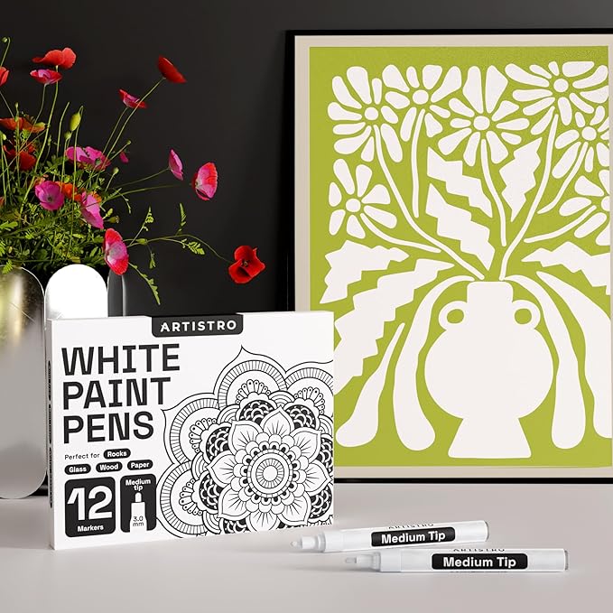 ARTISTRO 12 White Paint Pens for Glass Marking, Rock Painting, Scrapbooking - Image 6