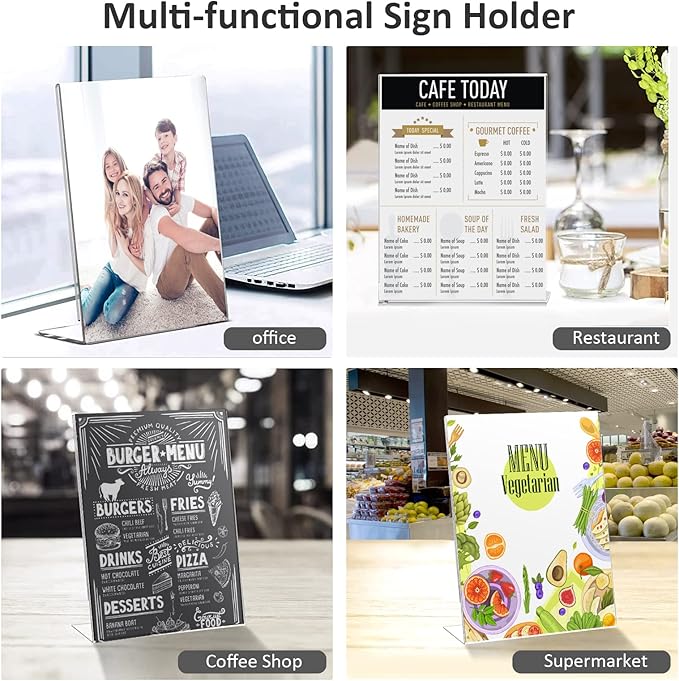 Ludery 8.5x11 Inches Acrylic Sign Slant Back Holder, Plastic Display Stand - Image 5