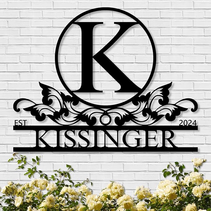 Personalized Metal Signs | Metal Name Sign | Split Letter Monogram | Home Decor by Dyoart