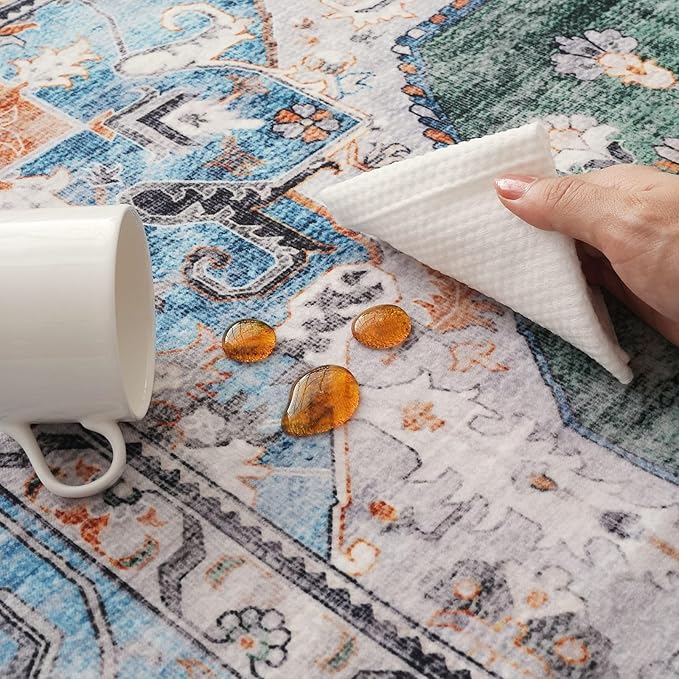 Rugcomf Vintage Medallion Kitchen Rugs Non Slip Washable 2'7"x8' - Image 4