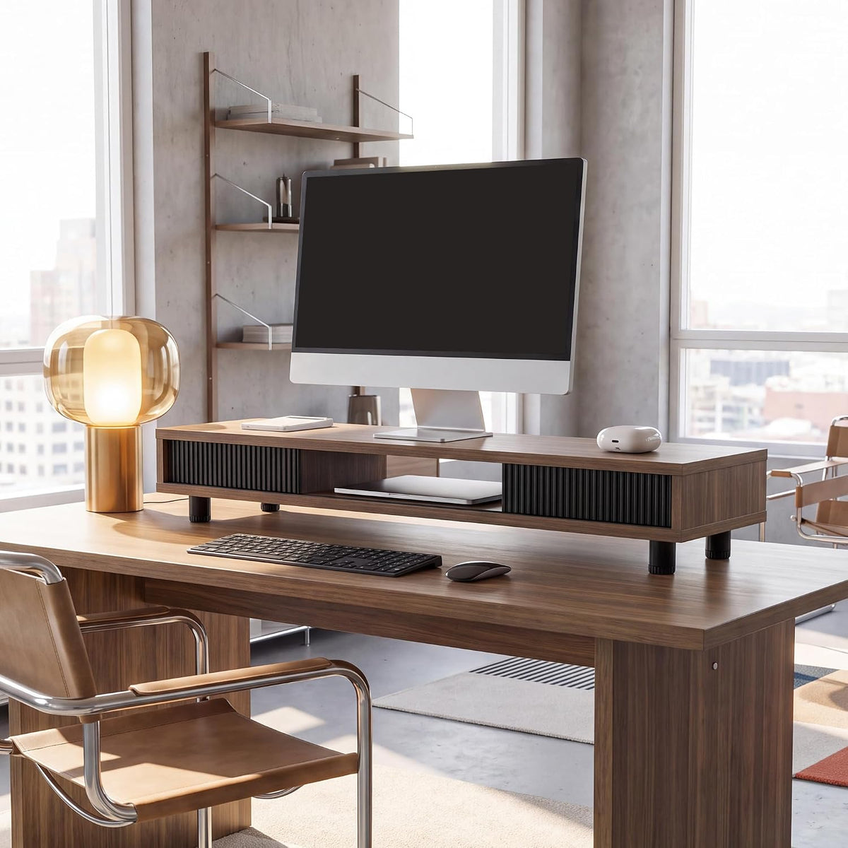 fenge dual monitor stand with storage, desk shelf, package contents