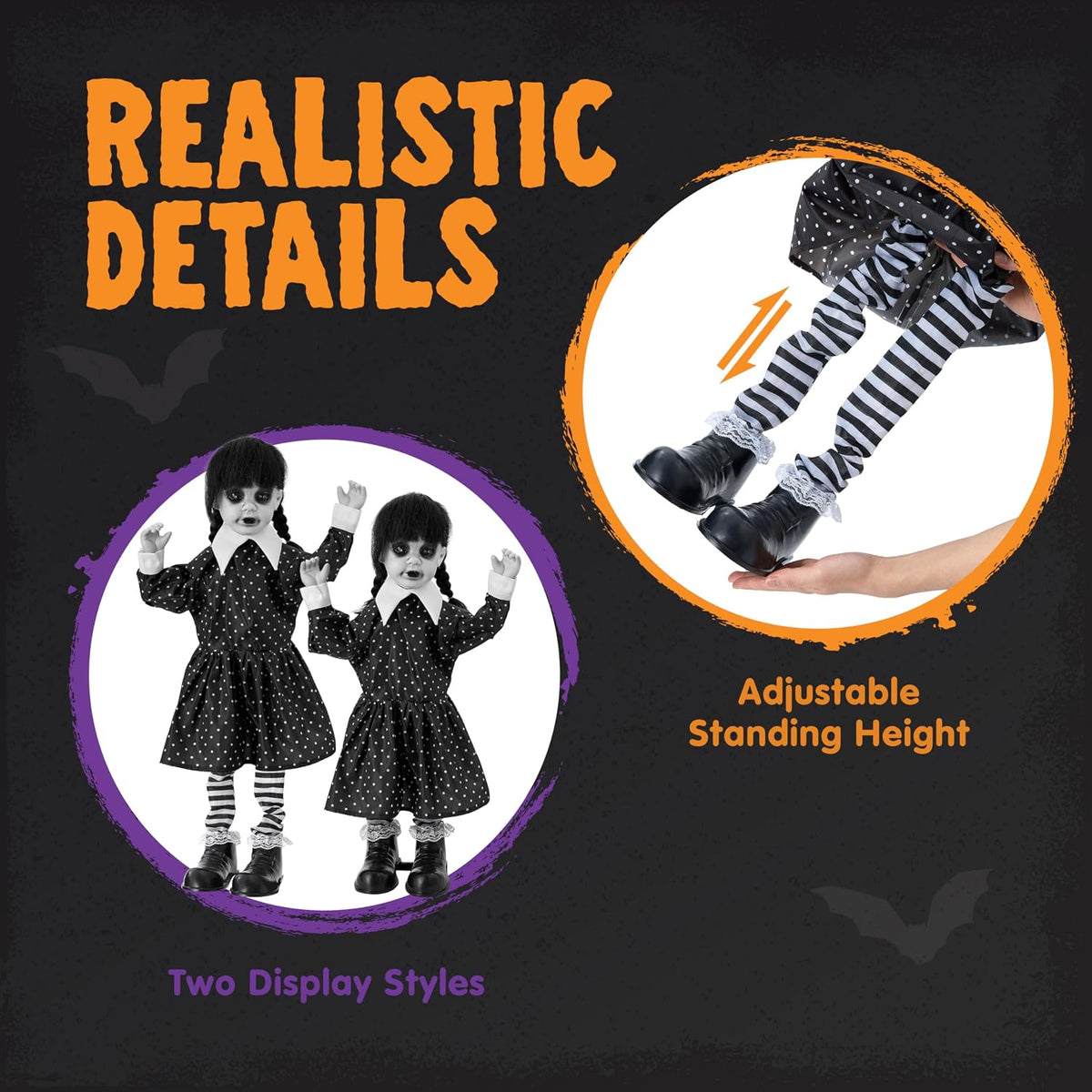 JOYIN Halloween Animatronic School Girl in Black Dress Decoration Outdoor, So...