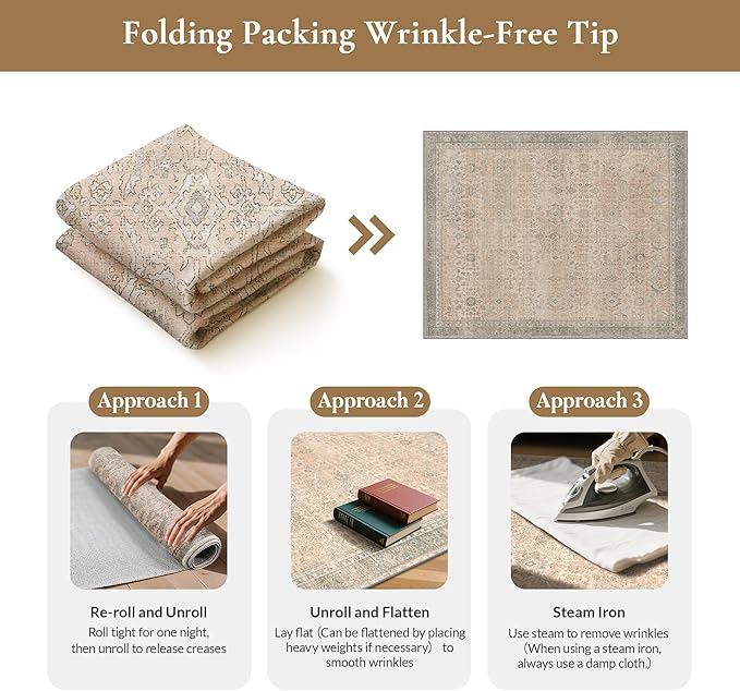 GENIMO 6x9 Area Rugs for Living Room, Machine Washable Non Slip Vintage Rugs - Image 9