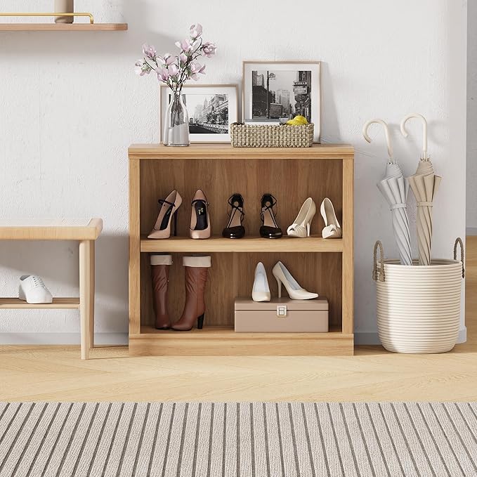 blini 2-Shelf Bookcase Wooden Bookshelves 33in Wide Floor Standing Display - Image 8
