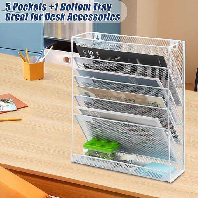 EASEPRES Desk File Organizer Mesh 6-Tier, Hanging Wall Mount Document - Image 5