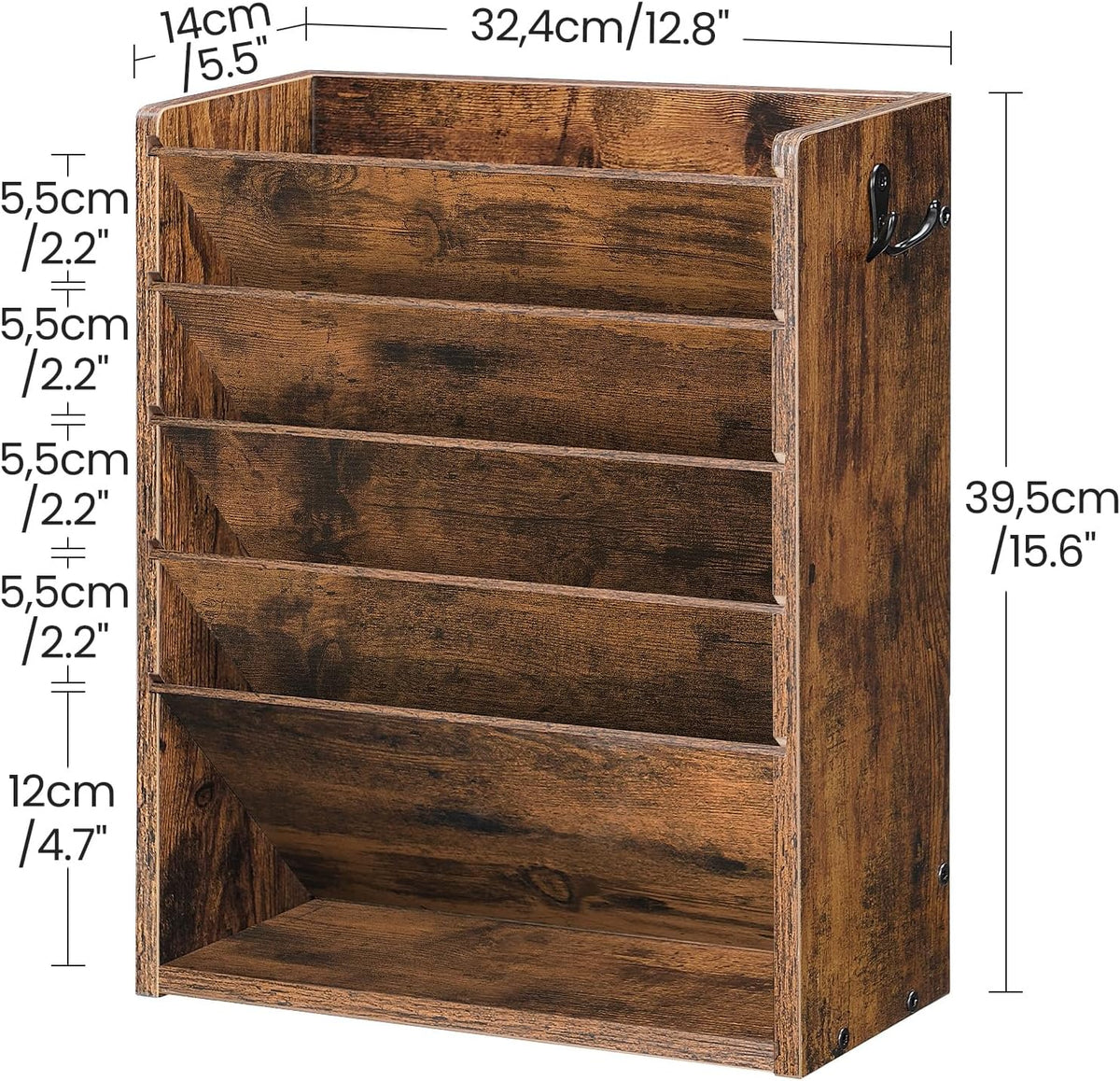 CHOEZON Wall File Organizer, 6-Tier Vertical Mount Hanging Holder with 2 Side...